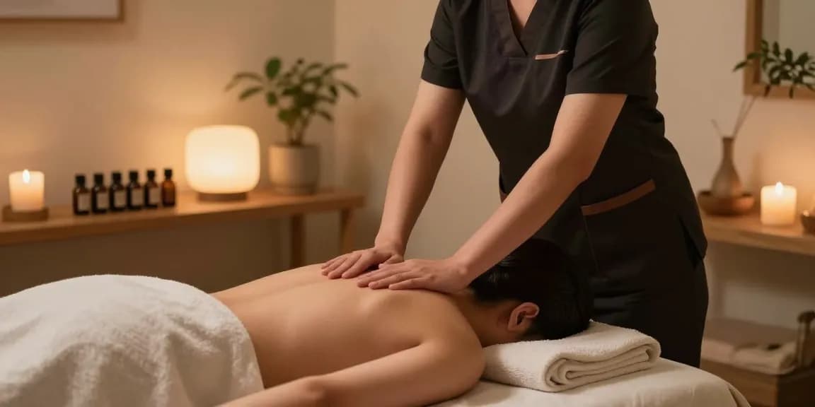 출장안마 relaxation session with soothing ambiance and essential oils.