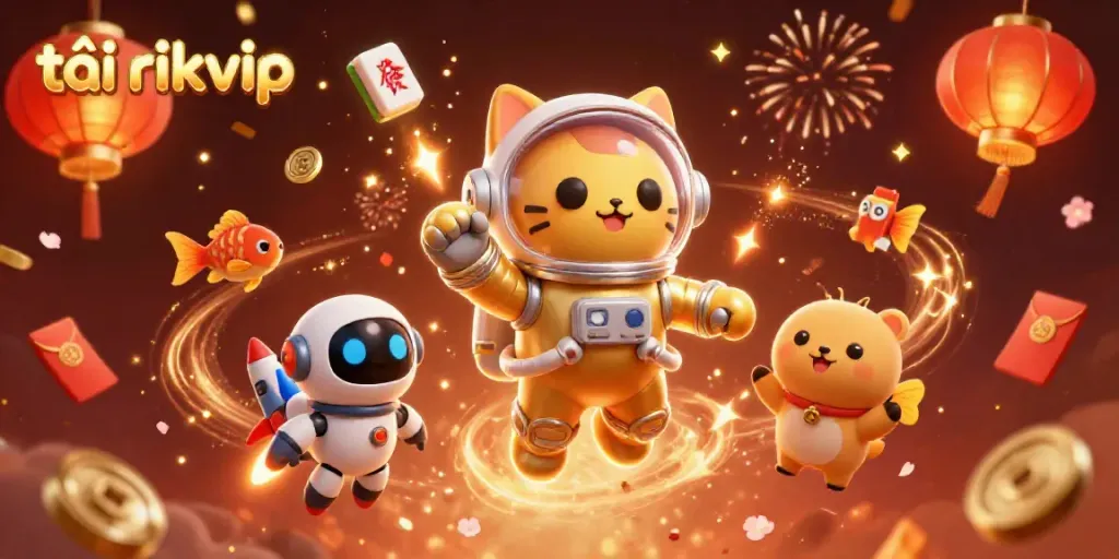 Boost your chances of winning with tải rikvip, showcasing a vibrant casino-themed cosmic adventure.