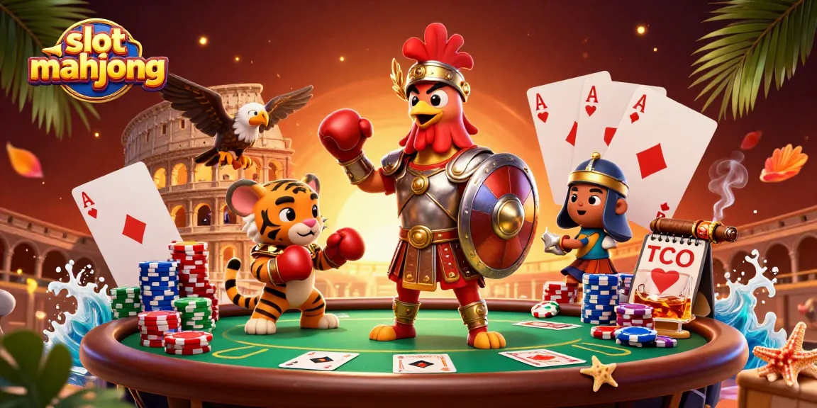Experience the thrilling action of slot mahjong with dynamic 3D characters and colorful casino elements.